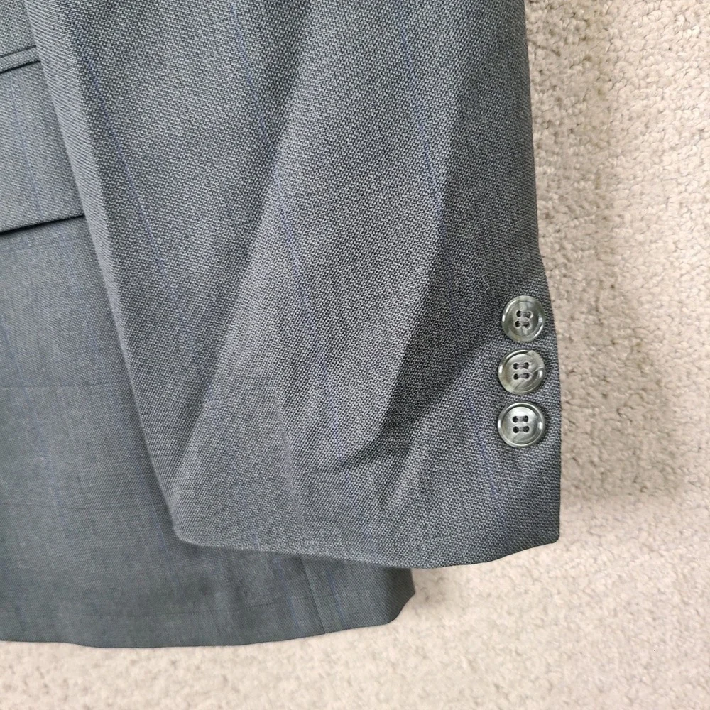 Botany 500 Jacket Mens 44L Gray Striped Athletic Fit Blazer 2 Button‎ USA Made